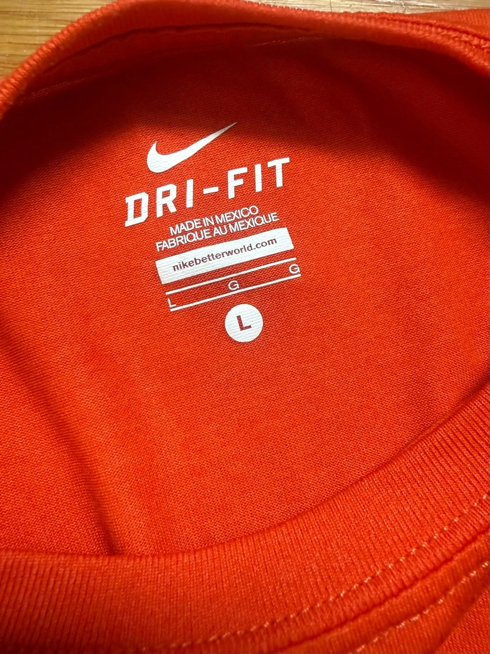 Nike Long Sleeve Tee in Bright Orange with Gray Swoosh